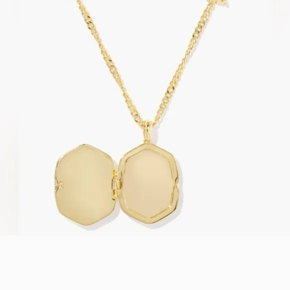 NWT LOVESCHACK FANCY X KENDRA SCOTT DAPHNE GOLD LOCKET NECKLACE Reversible!! - Picture 3 of 4
